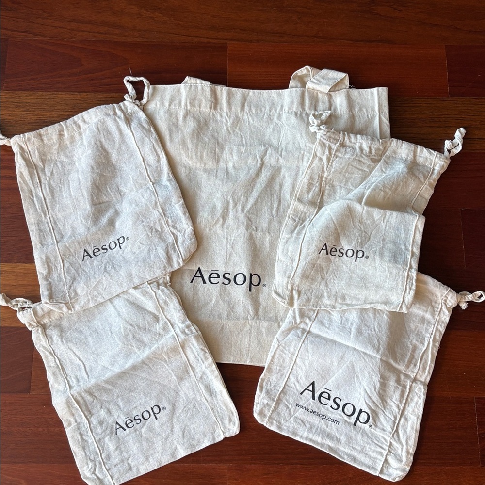 Bundle - New Aesop Cotton Travel Bags & Tote Set (5 Pieces)